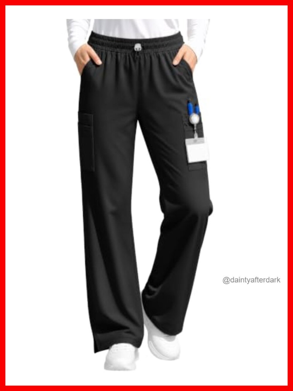 Wide Leg Scrub Pants 10 Pockets Stretch Medical Work